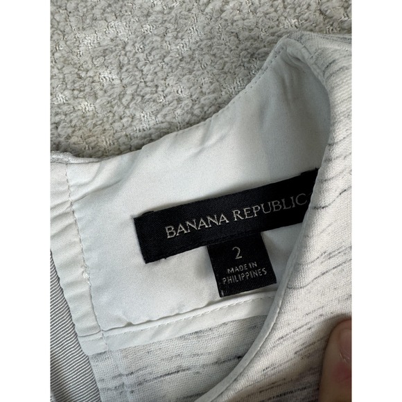 Banana Republic Dress Womens 2 White Gray Zip Pockets Sleeveless Sheath Back Zip - Picture 2 of 8
